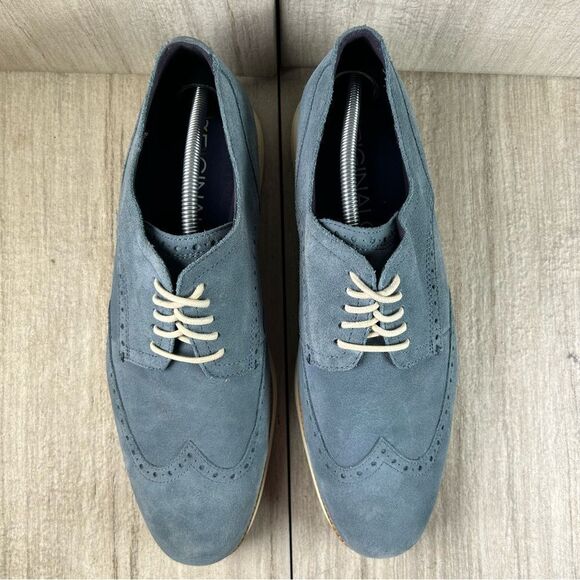 Cole Haan Original Grand Wingtip Blue Suede Oxford Dress Sneaker Mens Size 12 - Picture 6 of 10